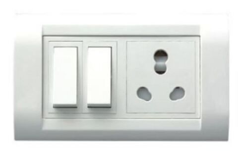 White 240 Volt 6 Ampere 3.5 Inches Polycarbonate Plastic 2 Way Electrical Switch