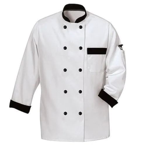 Comfortable Full Sleeves Stand Collar Button Closure Breathable Polycotton Chef Coat For Unisex