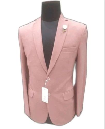 Designer Plain Dyed Party Wear Full Sleeves Button Closure Polyester Men Blazer