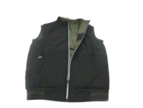 Modern Sleeveless Double Pockets Polyester Stand-up Collar Jacket For Mens