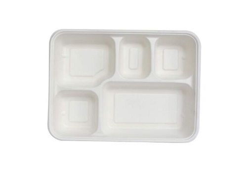 10X9 Inch Rectangular Disposable Plastic Plate With Five Compartment  Application: Serving Food