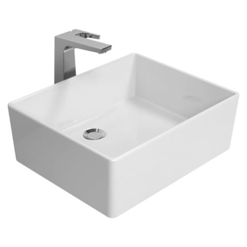 19X15 Inches Glossy Finish Stylish Rectangular Table Top Mounted Ceramic Wash Basin Height: 21.5  Centimeter (Cm)