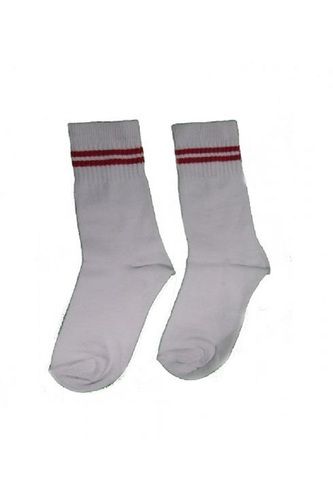 Comfortable And Stylish White & Red Plain Cotton Socks For Men Elasticity: Middle