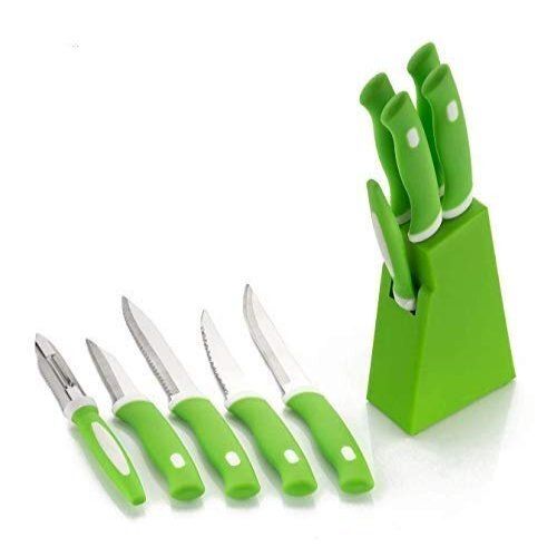 Kitchen Stainless Steel Knife Set With Plastic Handle (5 Pieces Set) For Home