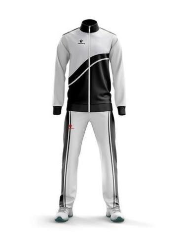 Black With White Multi Color Breathable Cool Max Polyester Printed Pattern Sports Suit Set