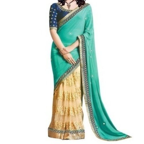 Women Light Weight Embroidered Georgette Party Wear Saree With Blouse