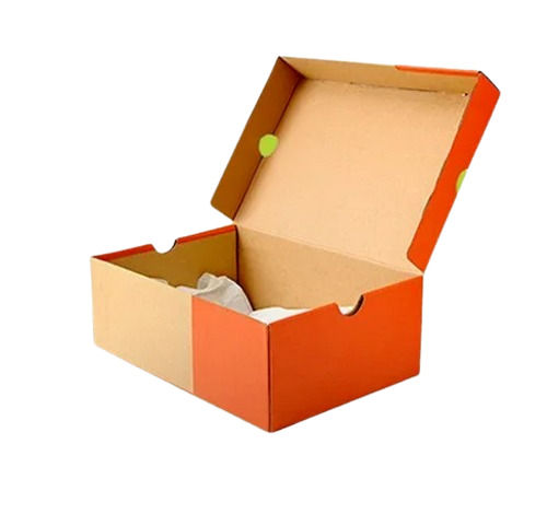 Orange And Brown 10 X 6 X 5 Inches Rectangular Matt Finished Corrugated Shoe Box