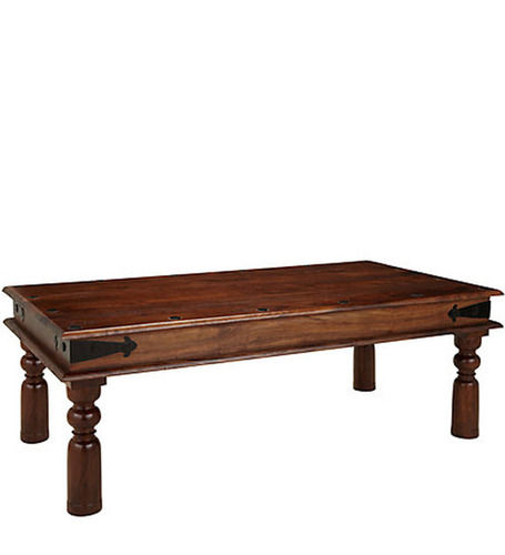 2-3 Feet Rectangular Brown Polished Wooden Centre Table