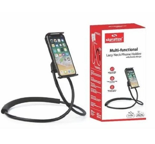 360 Degree Rotation Plastic Mobile Phone Holder - Plastic, Fits Phones Up to 8 Inches Wide, Black | Strong Magnet Grip, Adjustable Positioning, Sturdy Base