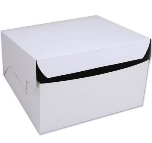 White 8 X 8 X 4 Inches Rectangular Matte Finished Kraft Paper Cake Packaging Box