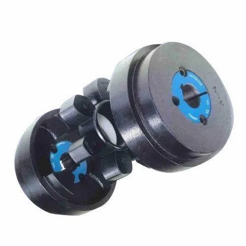 Black Hrc Rubber Couplings For Industrial, 2 Cast-Iron Halves Attached