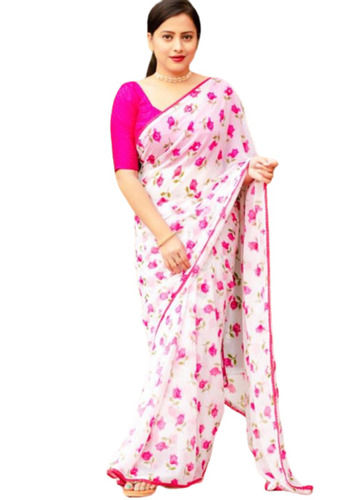 Summer Casual Wear And Light Weight Printed Georgette Saree With Blouse