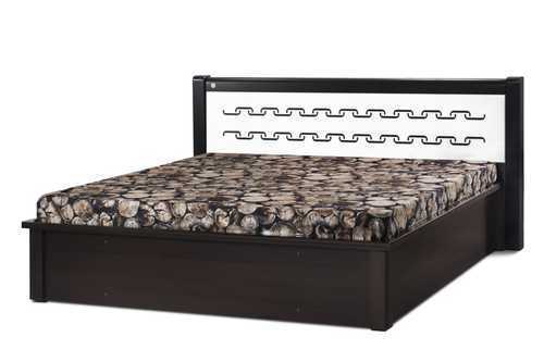 Oak Wood Brown Designer Wooden Double Bed With Box