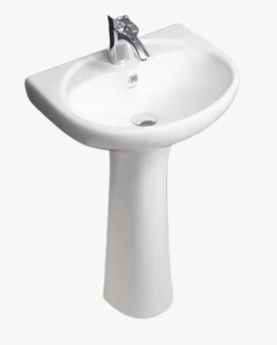 White 23X18.50 Inches Modern Glossy Finished Ceramic Pedestal Wash Basin