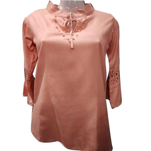 Breathable & Washable Modern Design Casual Wear Plain Cotton Top For Girls 