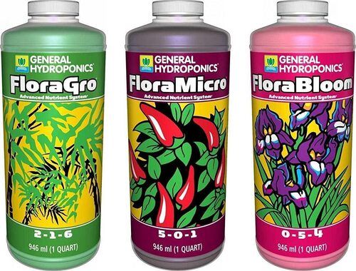 General Hydroponics Flora Grow, Bloom, Micro Combo Fertilizer Set, Set Of 3 Piece