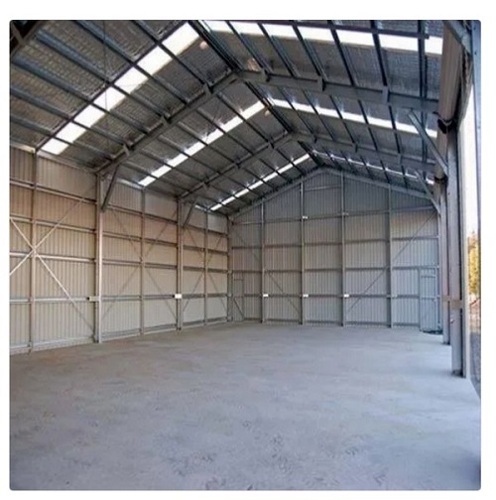 औद्योगिक के लिए ग्रे हॉरिजॉन्टल माइल्ड स्टील और एल्युमिनियम प्रीफैब्रिकेटेड फैक्ट्री शेड