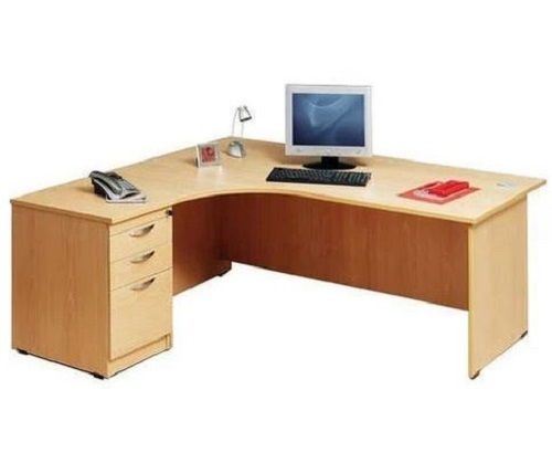 Machine Made Modern Polished Smooth Surface Finish Solid Wooden L-Shaped Office Table