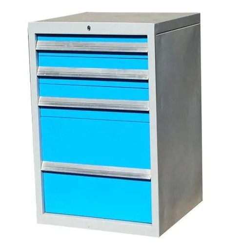 Blue Pain Coated Four Drawer Mild Steel Tool Storage Cabinet, 36 Piece Capacity