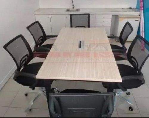 Machine Made Rectangular Engineered Wood Conference Table With 6 Chair 