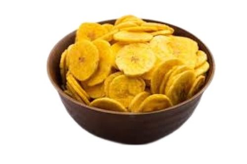 Yellow Round Shape Hygienically Packed Salt Taste Fried Banana Chips