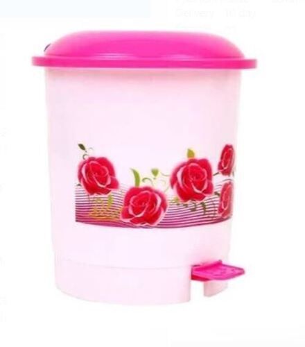 10 Liter Capacity Flower Print Plastic Dustbin For Garbage