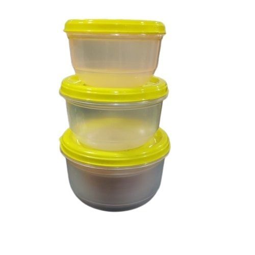 Transparent And Yellow 4 Inch Lightweight Round Polyvinyl Chloride Plastic Lunch Box 