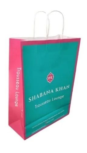 Green And Pink 42 X 12 X 27Cm Offset Printing Biodegradable Paper Carry Bag With Rope Handle