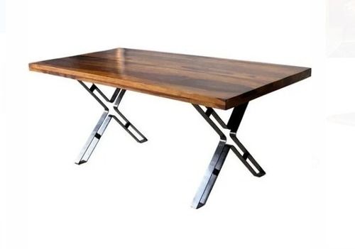 72 X 32 X 30 Inch Light Wight Polished Iron Wooden Dining Table