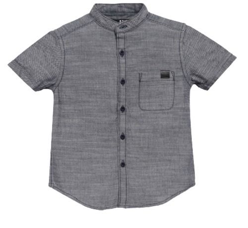 Grey Boys Casual And Summer Wear Classic Collar Short Sleeves Cotton Shirt