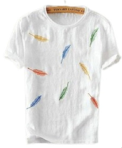 Cotton Printed T-Shirt - Short Sleeve O-Neck Design | Comfortable White Fabric, Available in Multiple Sizes for Men