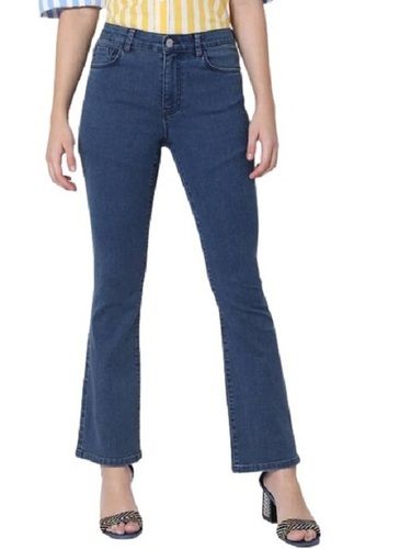 Blue Plain Pattern Regular Fit And Boot Cut Jeans For Ladies at Best Price  in Tirupur