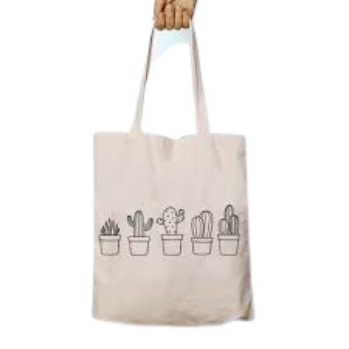 Rectangular Shape Printed Pattern Long Handel Cotton Cloth Bags