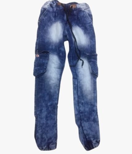 Stretchable Plain Dyed Washable Denim Jogger Jeans For Men