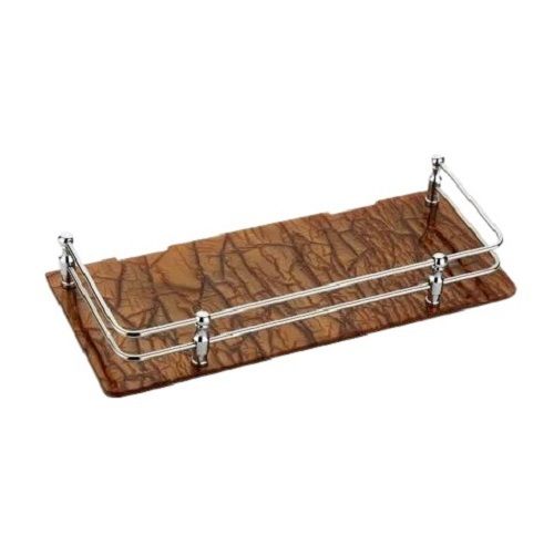 Brown 20 X 5 Cm Rectangular Glossy Finish Modern Acrylic Bathroom Shelf