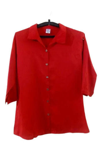 3/4Th Sleeves Spread Collar Casual Wear Plain Rayon Shirt For Ladies Age Group: Adult