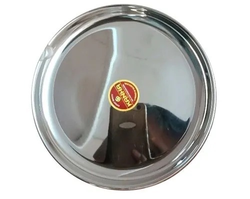 सिल्वर 3 Mm मोटी हल्की और पॉलिश की हुई स्टेनलेस स्टील गोल डिनर प्लेट