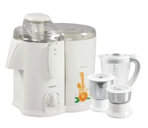 White 500 Watt 230 Voltage Polyvinyl Chloride Plastic Mixer Grinder With 3 Jar