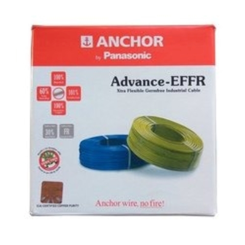90 Meter 75 Ohms 100A C Storage Temp Solid Copper Based Anchor Electrical Wire - Round Shape, Heat Resistant, Blue & Green Colors