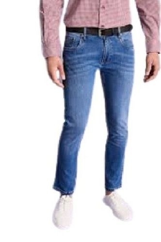 Casual Wear Regular Fit Ankle Length Plain Dyed Denim Jeans For Mens