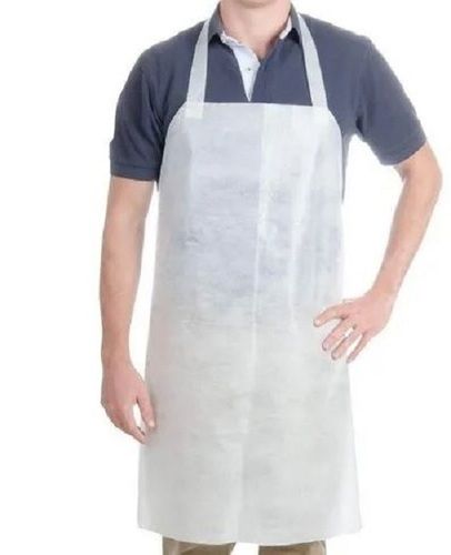 White Plain Pattern Ankle Length Stain Resistant Non Woven Disposable Apron