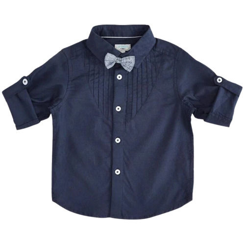 Full Sleeves Button Closure Party Wear Plain Cotton Shirts For Kids