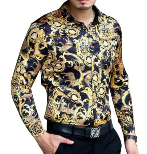 Full Sleeves Button Closure Party Wear Printed Silk Shirt For Mens Age Group: Adult