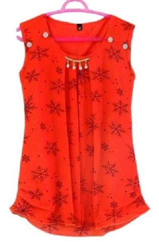 Ladies Printed Sleeveless Chiffon Fabric Comfortable Daily Wear Fancy Top Application: Hospital