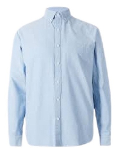 Sky Blue Men'S Plain Pattern Full Sleeve Casual Wear Pure Cotton Material Shirts