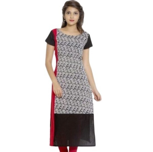 वॉशेबल और शॉर्ट स्लीव कैज़ुअल वियर प्रिंटेड जॉर्जेट कुर्ती