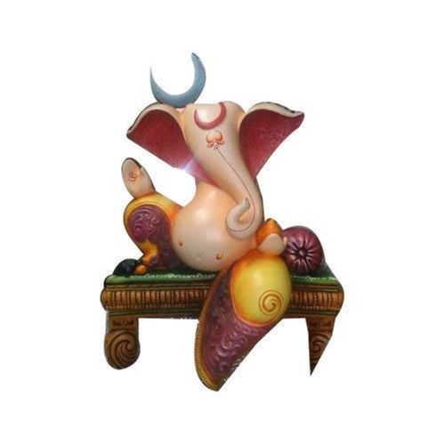 13.50 X17.50 Inches Indian Religious Style Hand-Crafted Polished Finish Fiber Ganesh Statue