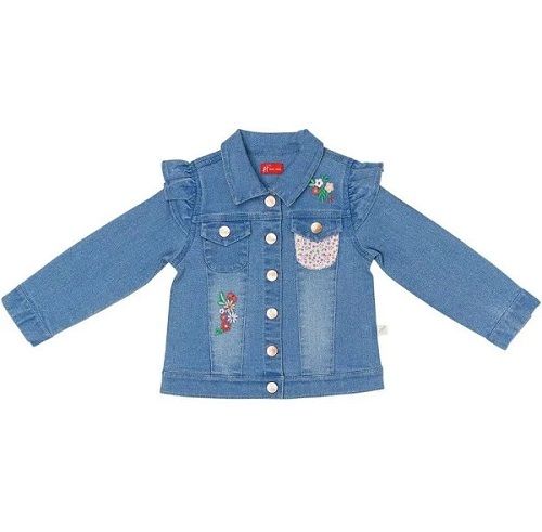 Casual Wear Full Sleeves And V Neck Plain Denim Jacket For Girls