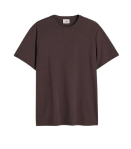 Brown Daily Wear Round Collar And Half Sleeves Plain Dyed T Shirt For Mens