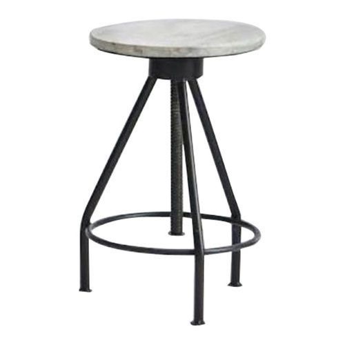 Black Iron Stool With Steel Footstool And Wooden For Various Use